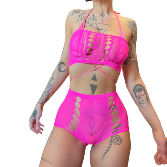 Hot Pink Mesh Short Set - GrlFriday Shop