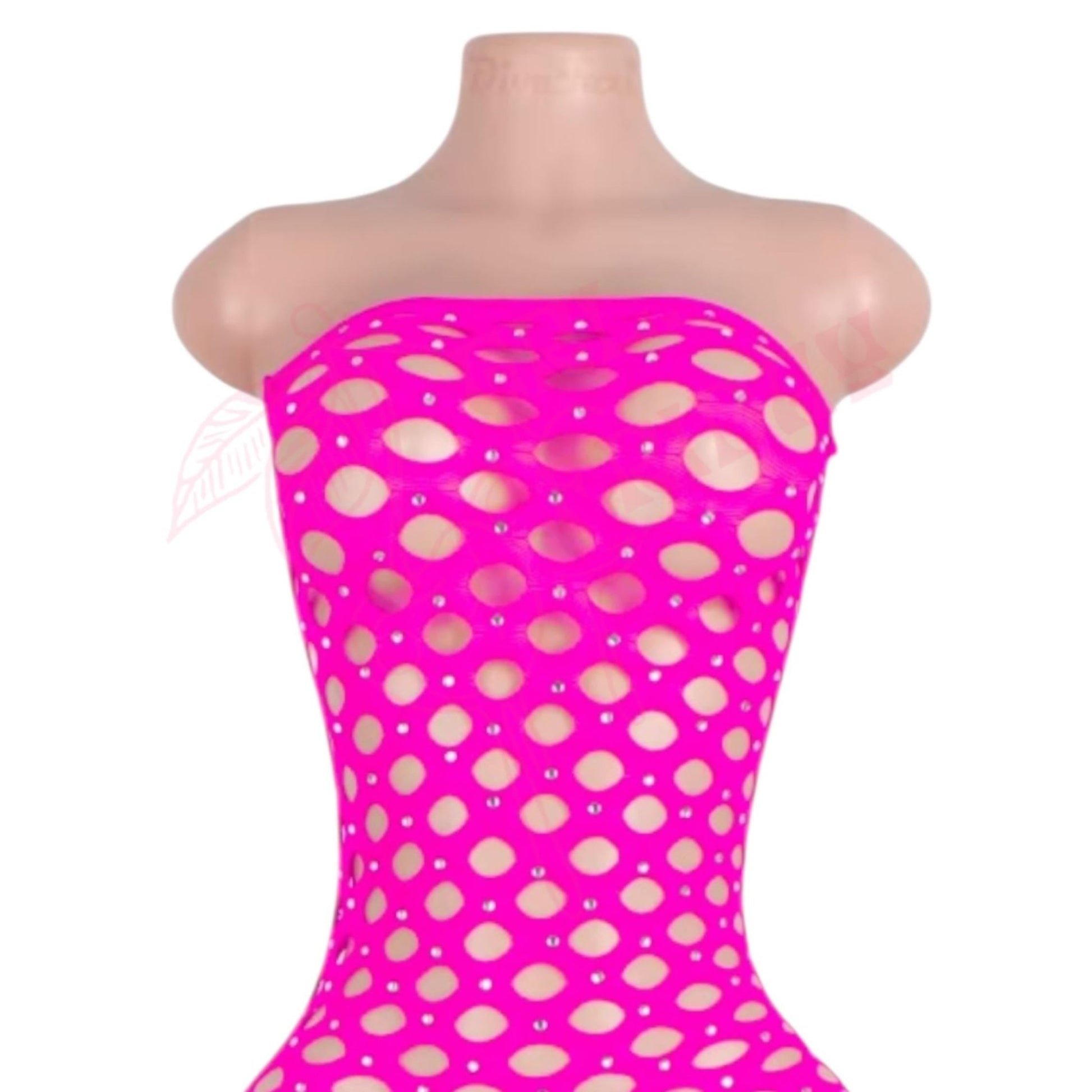Hot Pink Rhinestone Fishnet Romper - GrlFriday Shop
