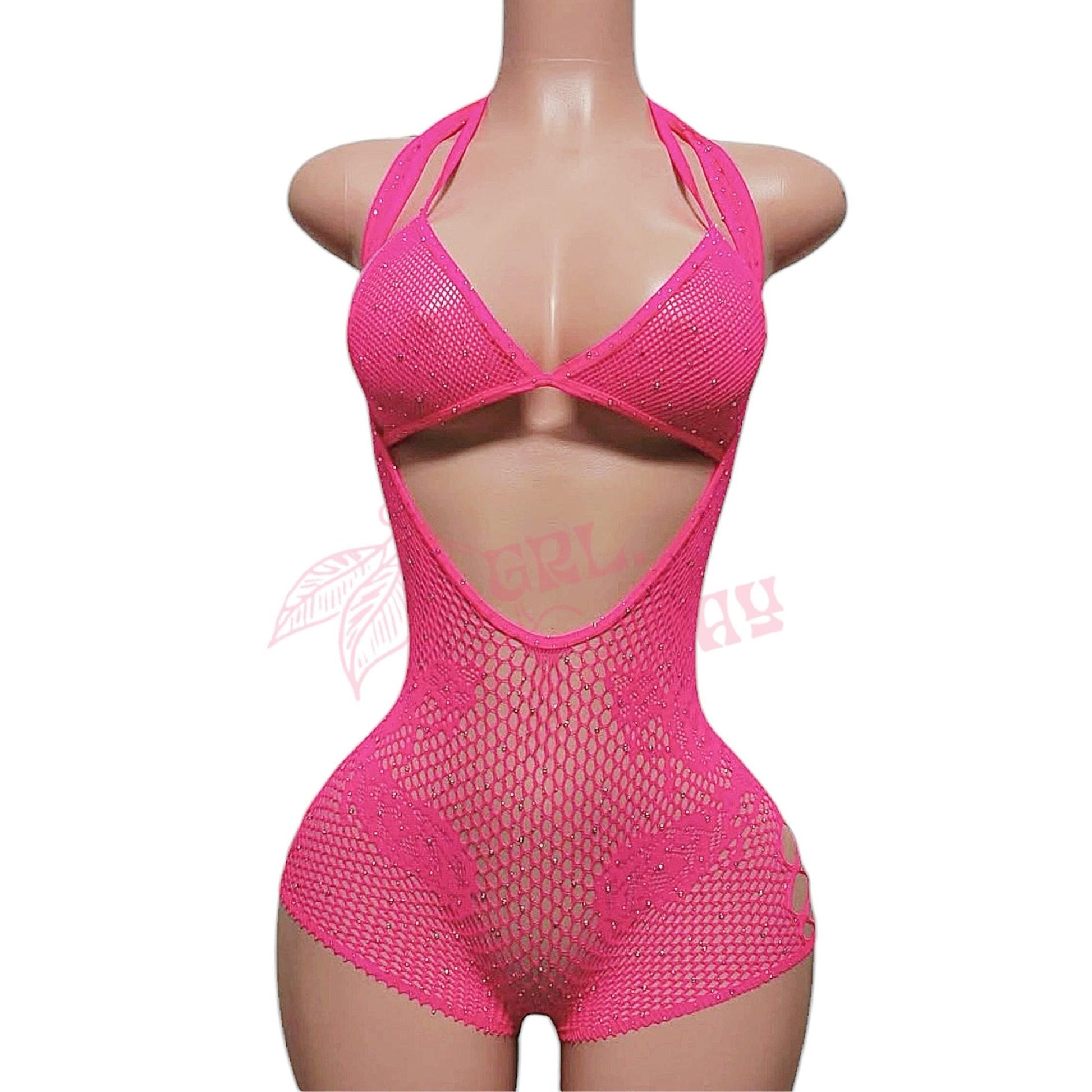Hot pink Rhinestoned Romper Set - GrlFriday Shop