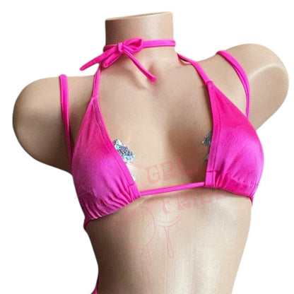 Hot Pink Tri - Kini Slingshot Thong Set - Microkini - GrlFriday Shop