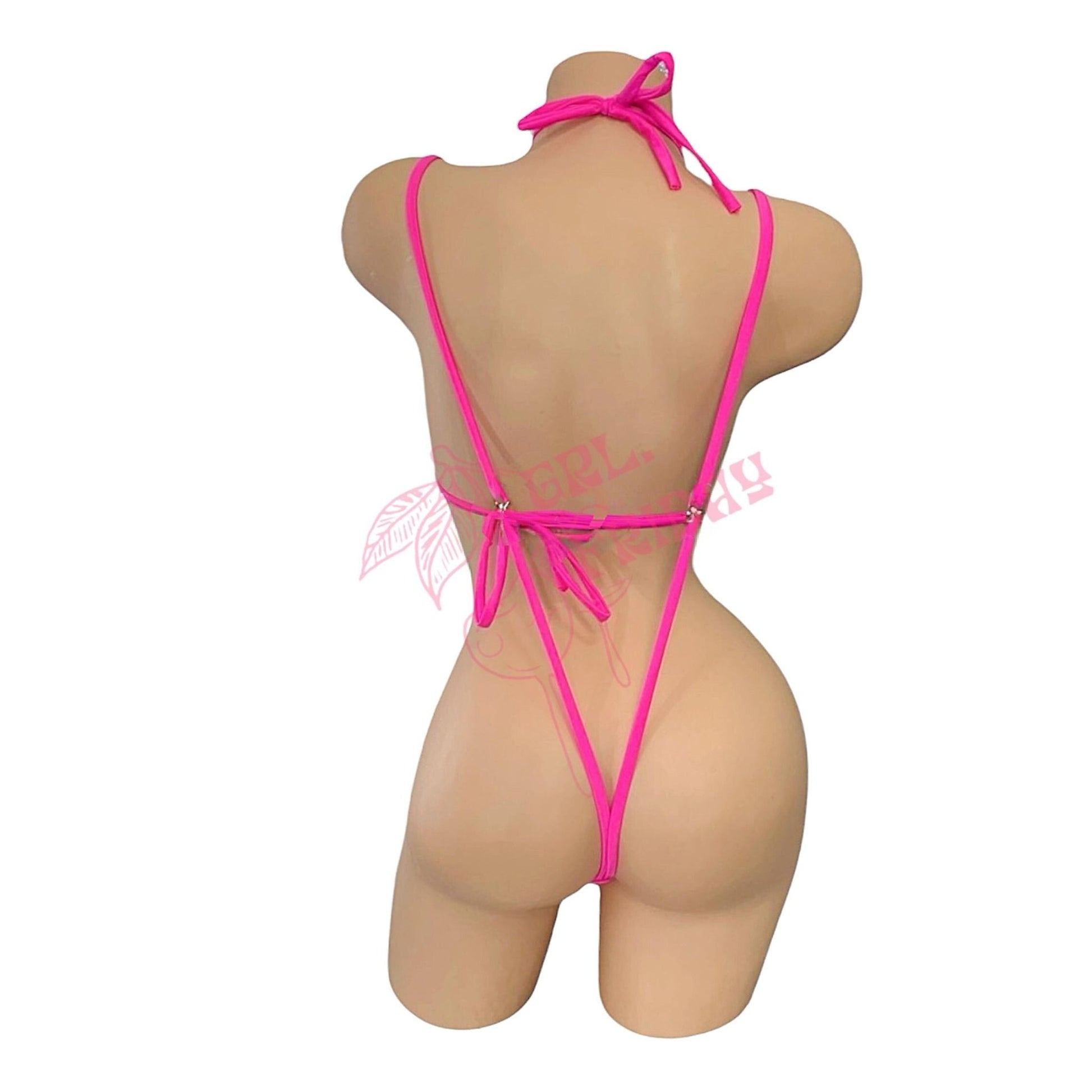 Hot Pink Tri - Kini Slingshot Thong Set - Microkini - GrlFriday Shop
