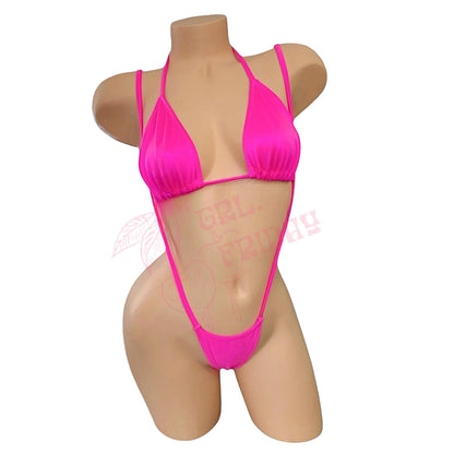Hot Pink Tri - Kini Slingshot Thong Set - Microkini - GrlFriday Shop