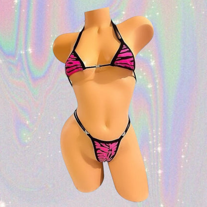 Hot Pink Zebra Microkini with Barbed Wire Charms - GrlFriday Shop