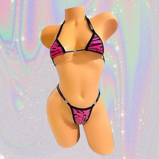 Hot Pink Zebra Microkini with Barbed Wire Charms - GrlFriday Shop