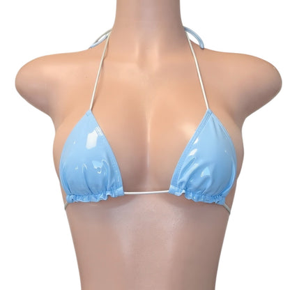 Latex Wet Look Vinyl Microkini Set - Baby Blue - GrlFriday Shop