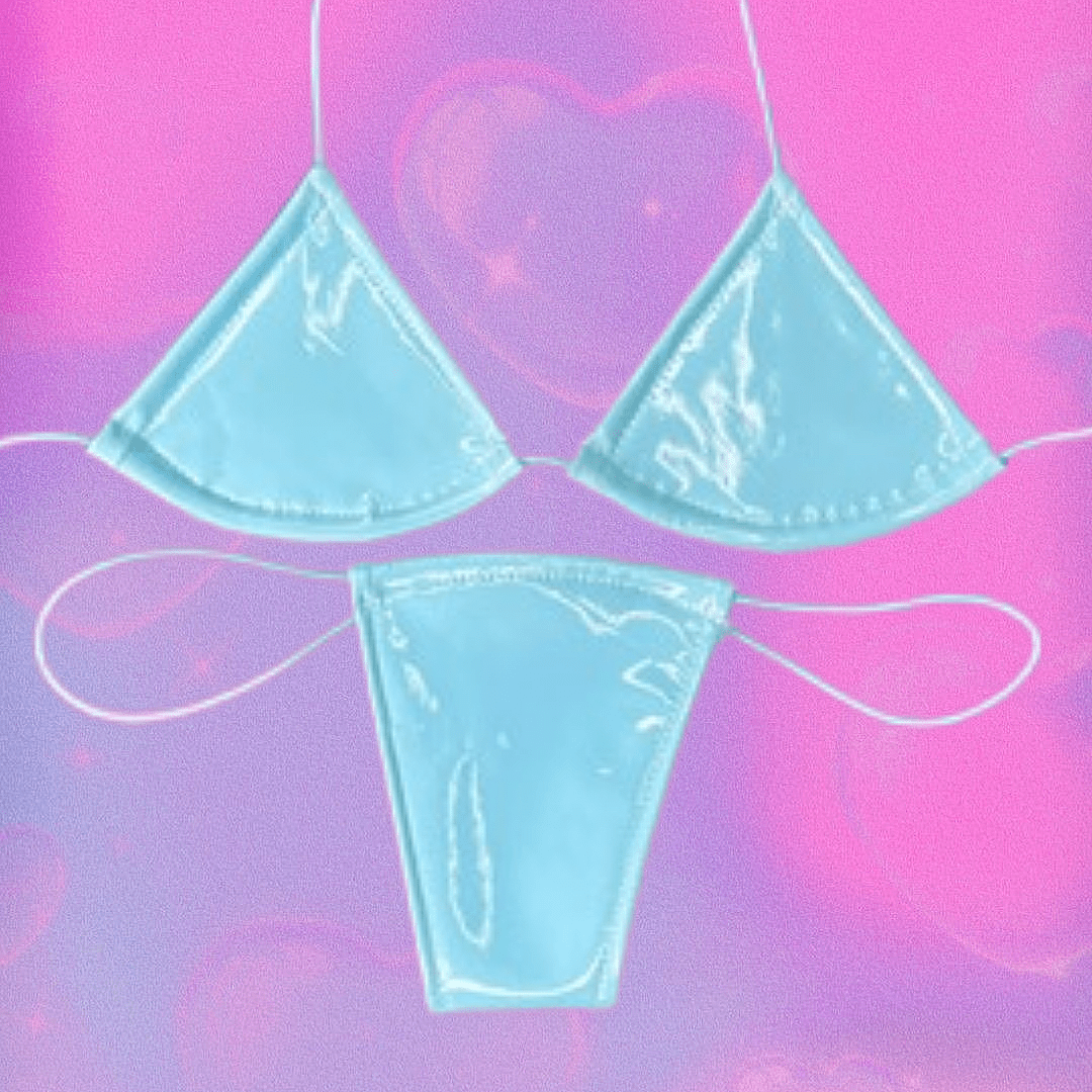 Microkinny Latex Wet Look Vinyl Microkini Set - Baby Blue – GrlFriday Shop