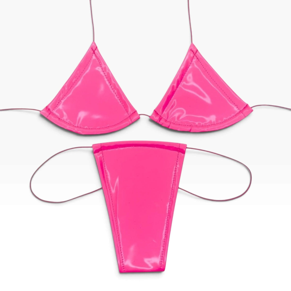 Latex Wet Look Vinyl Microkini Set - Barbie Pink - GrlFriday Shop