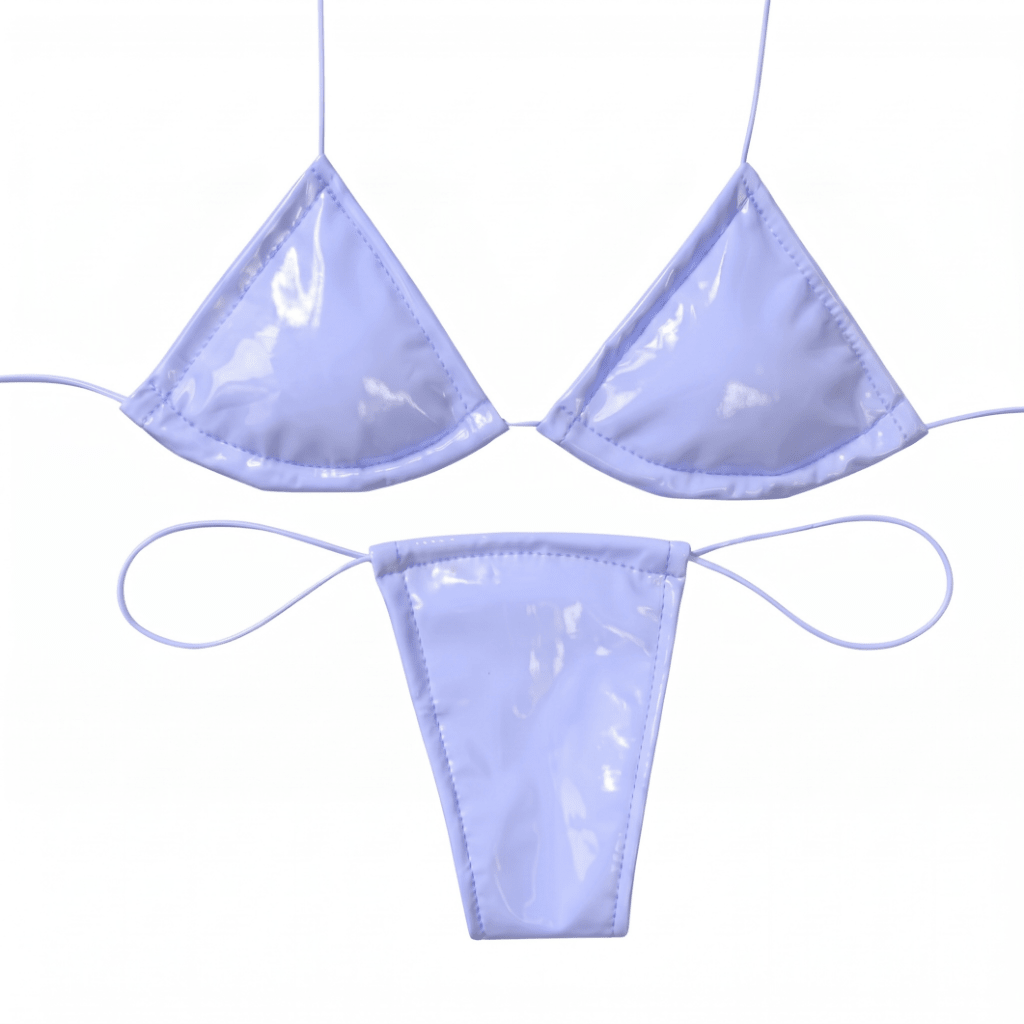 Latex Wet Look Vinyl Microkini Set - Lavender - GrlFriday Shop