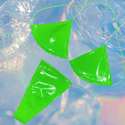 Latex Wet Look Vinyl Microkini Set - Lime Green - GrlFriday Shop