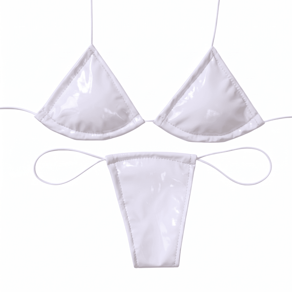 Latex Wet Look Vinyl Microkini Set - White - GrlFriday Shop