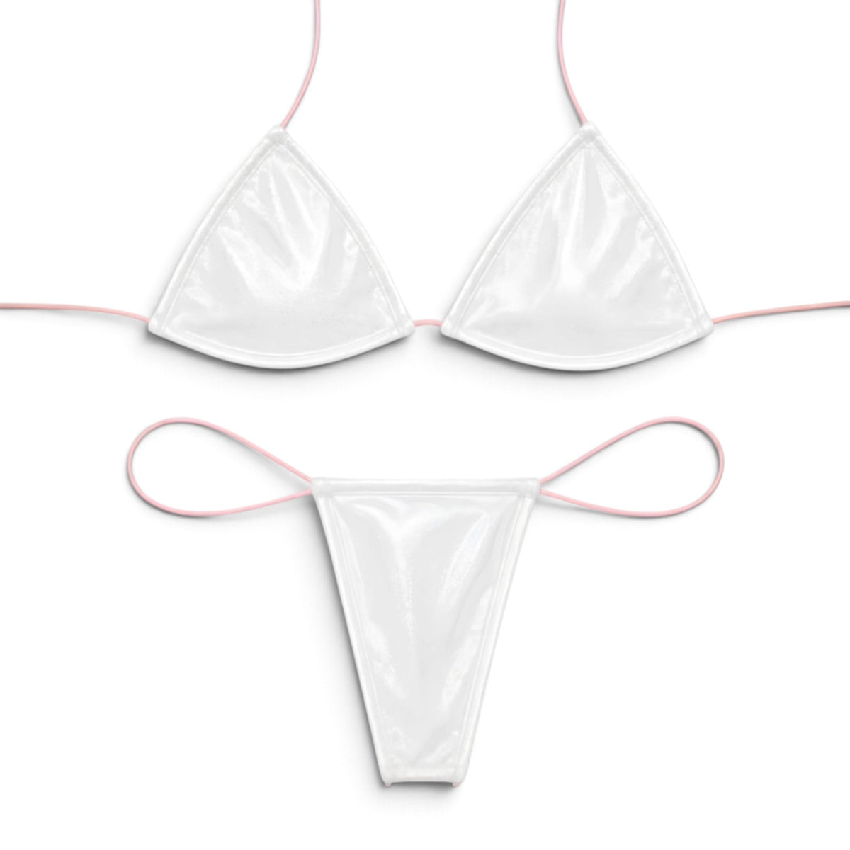 Latex Wet Look Vinyl Microkini Set - White - GrlFriday Shop