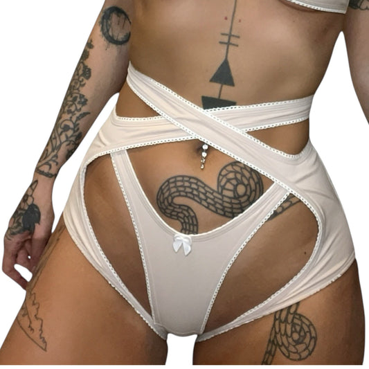 Light Grey Criss - Cross Garter Belt - GrlFriday Shop