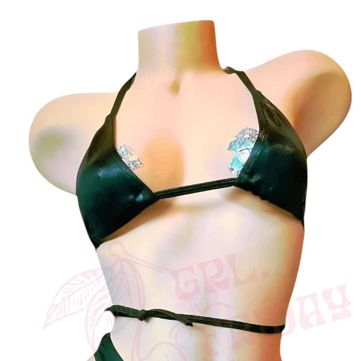 Mini Tri - Kini Top - Glossy Black - GrlFriday Shop