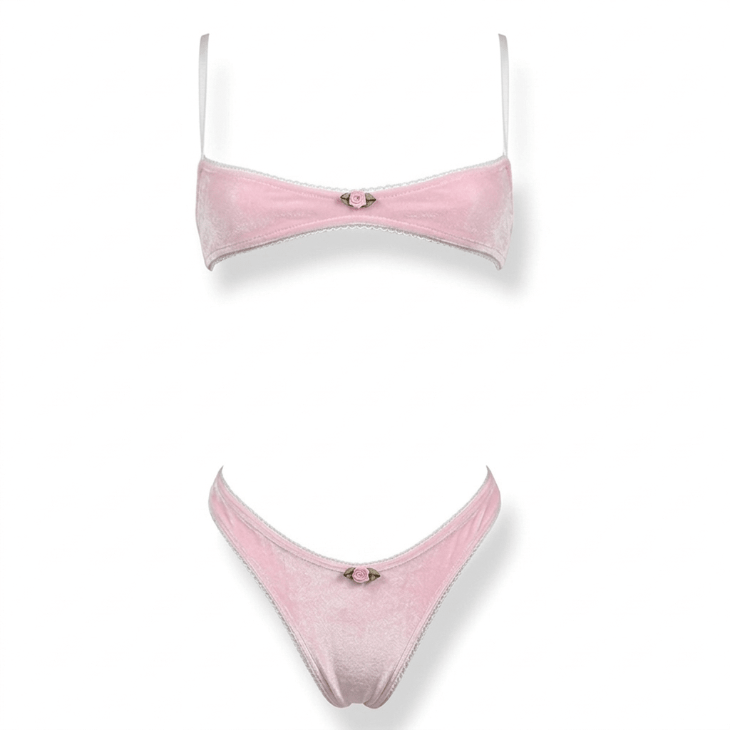 Nanokini Lingerie Set - Pastel Pink Juicy Couture Velour - GrlFriday Shop