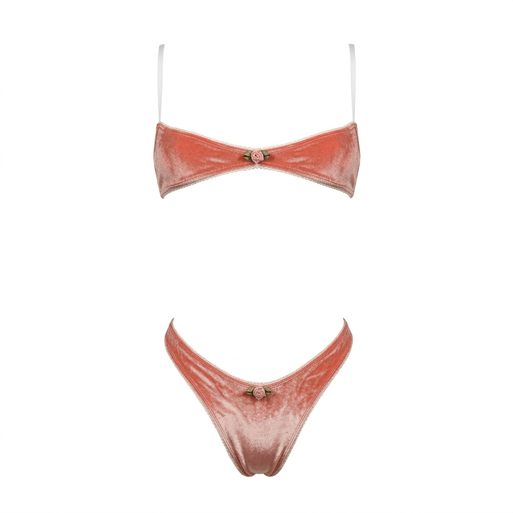 Nanokini Lingerie Set - Peach Velvet - GrlFriday Shop