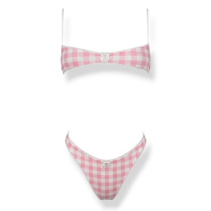 Nanokini Lingerie Set - Pink + White Gingham - GrlFriday Shop