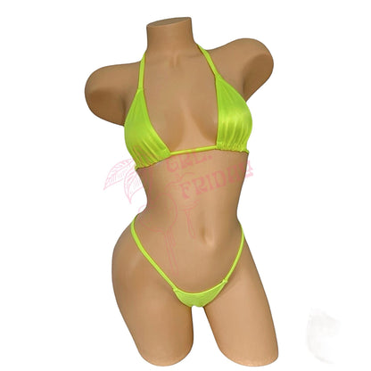 Neon Yellow G String Thong Mini Tri - Kini Set - GrlFriday Shop