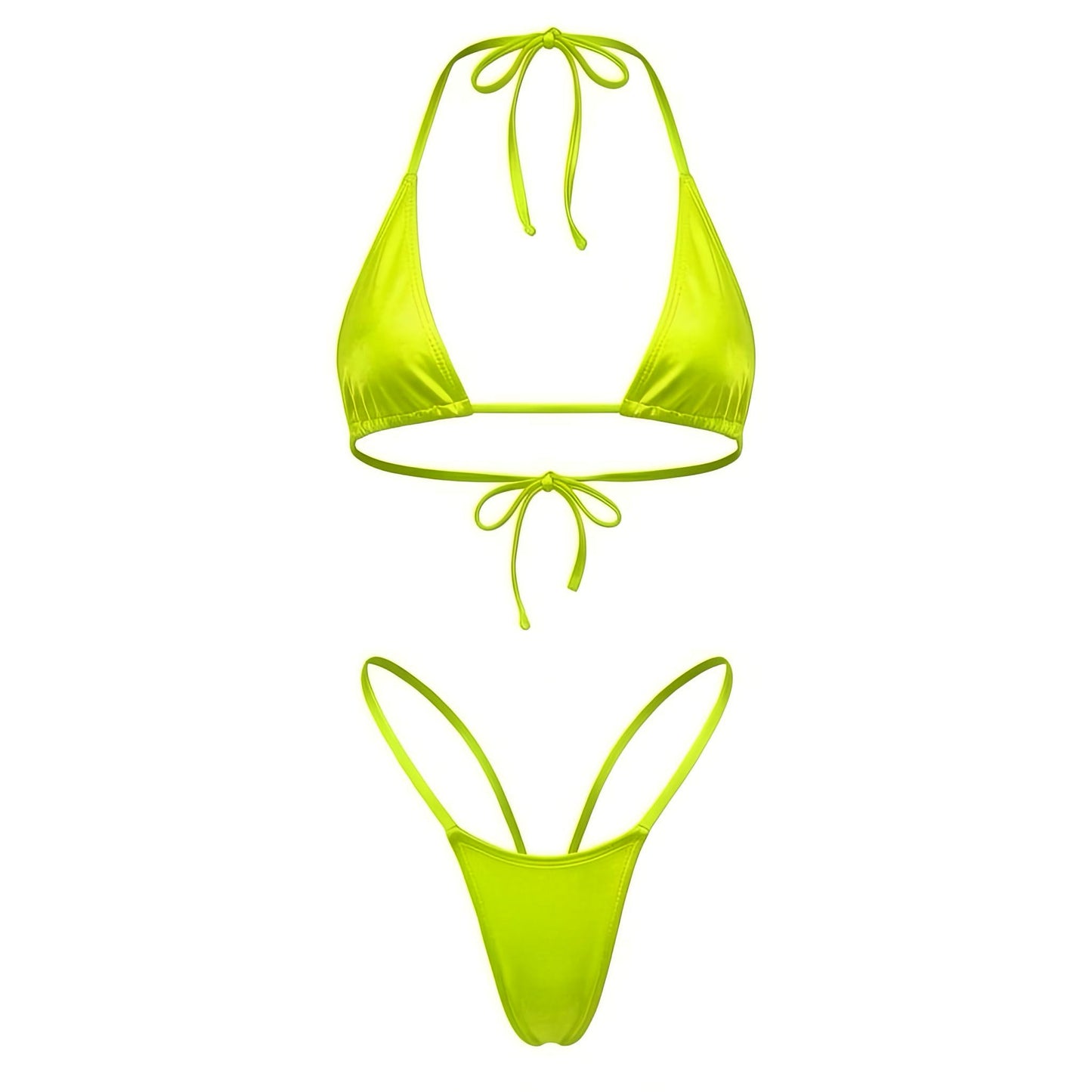 Neon Yellow G String Thong Mini Tri - Kini Set - GrlFriday Shop