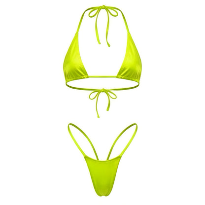 Neon Yellow G String Thong Mini Tri - Kini Set - GrlFriday Shop