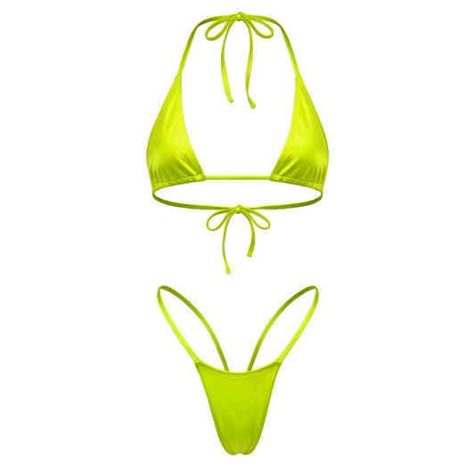 Neon Yellow G String Thong Mini Tri - Kini Set - GrlFriday Shop
