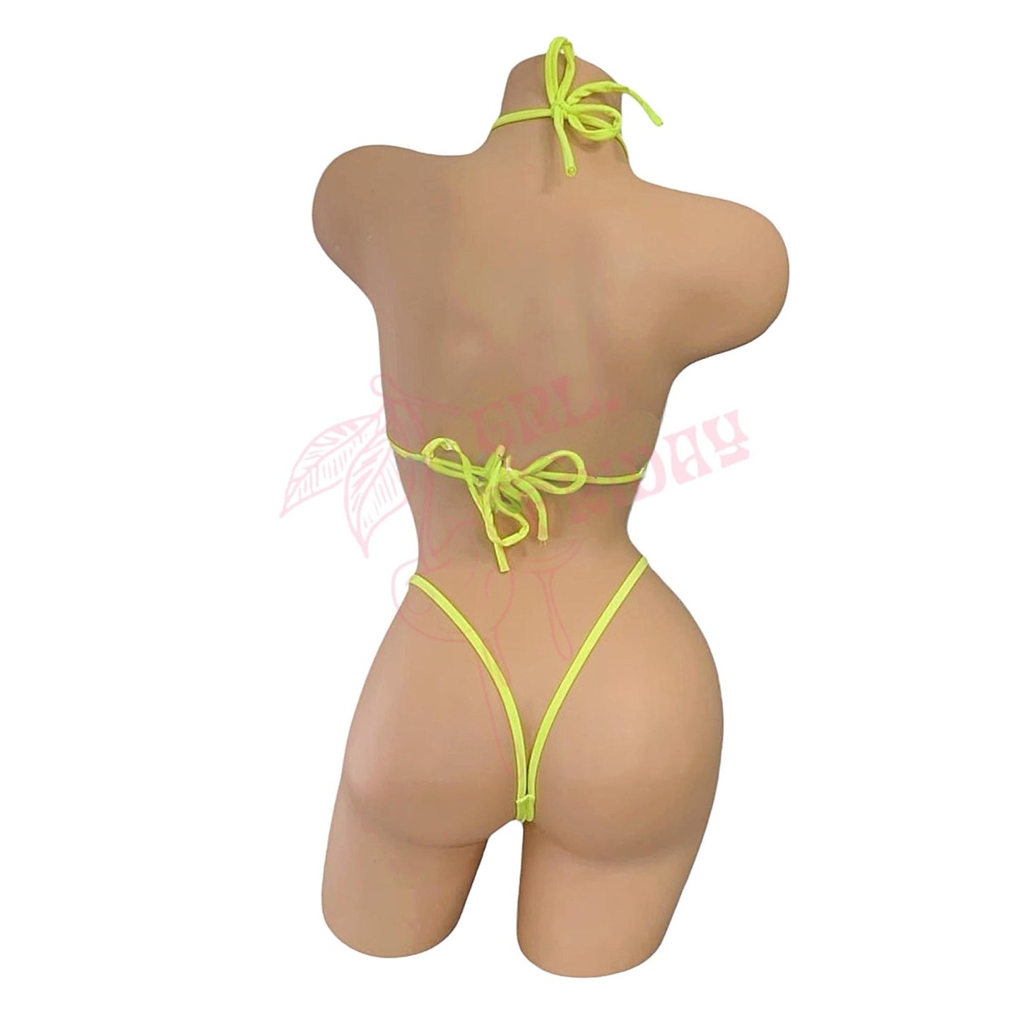 Neon Yellow G String Thong Mini Tri - Kini Set - GrlFriday Shop