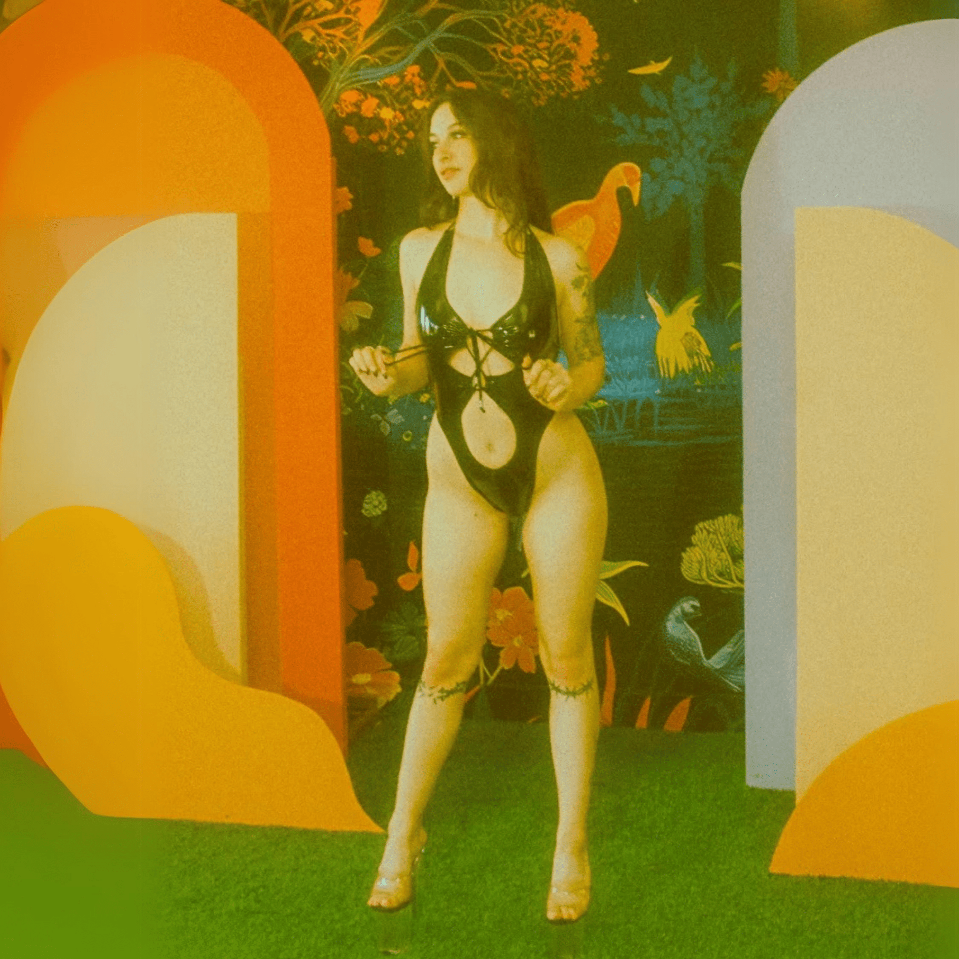 Nova - Black Latex Look Vinyl Vegan Leather Lace Up Cutout Monokini - GrlFriday Shop