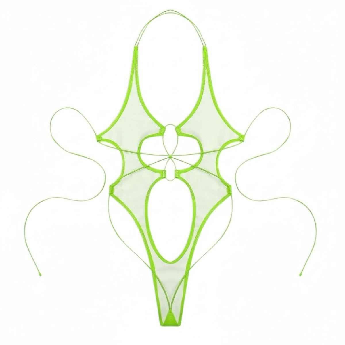 Nova - Lime Green Vinyl Thong One Piece - GrlFriday Shop