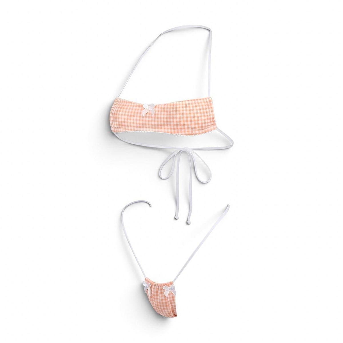 Orange Cream Gingham Halter Bandeau Microkini - GrlFriday Shop