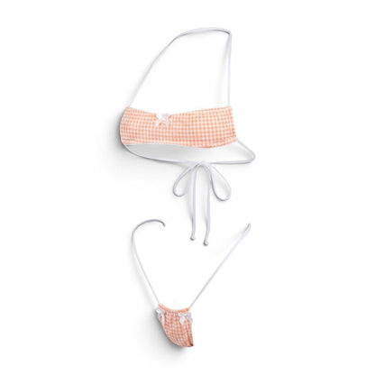 Orange Cream Gingham Halter Bandeau Microkini - GrlFriday Shop