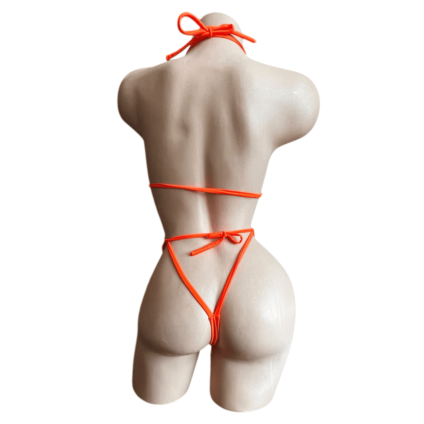Orange G String Thong Bikini Set with Clear Plastic Quick Removal Clasps - Microkini - GrlFriday Shop
