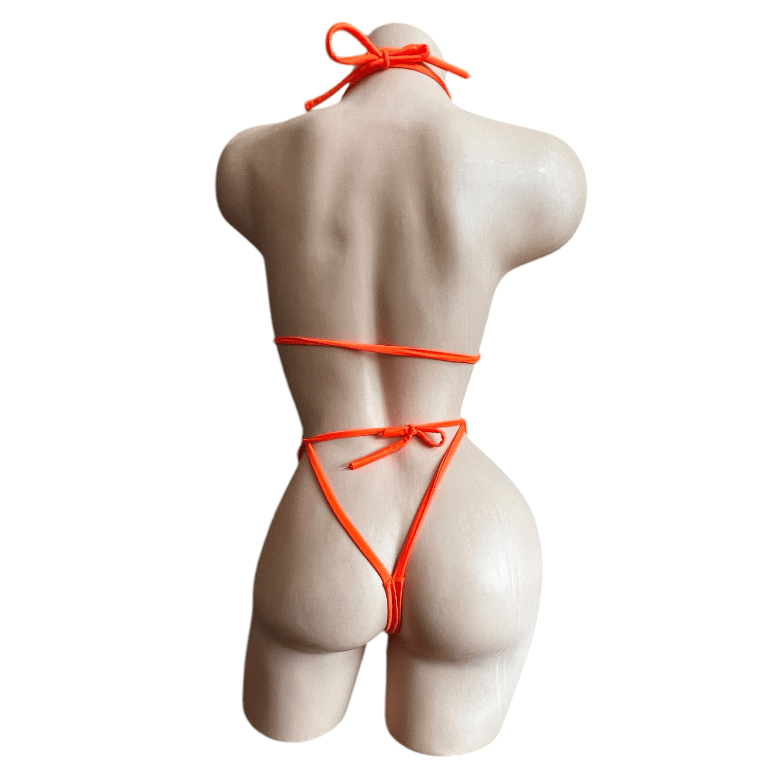Orange G String Thong Bikini Set with Clear Plastic Quick Removal Clasps - Microkini - GrlFriday Shop