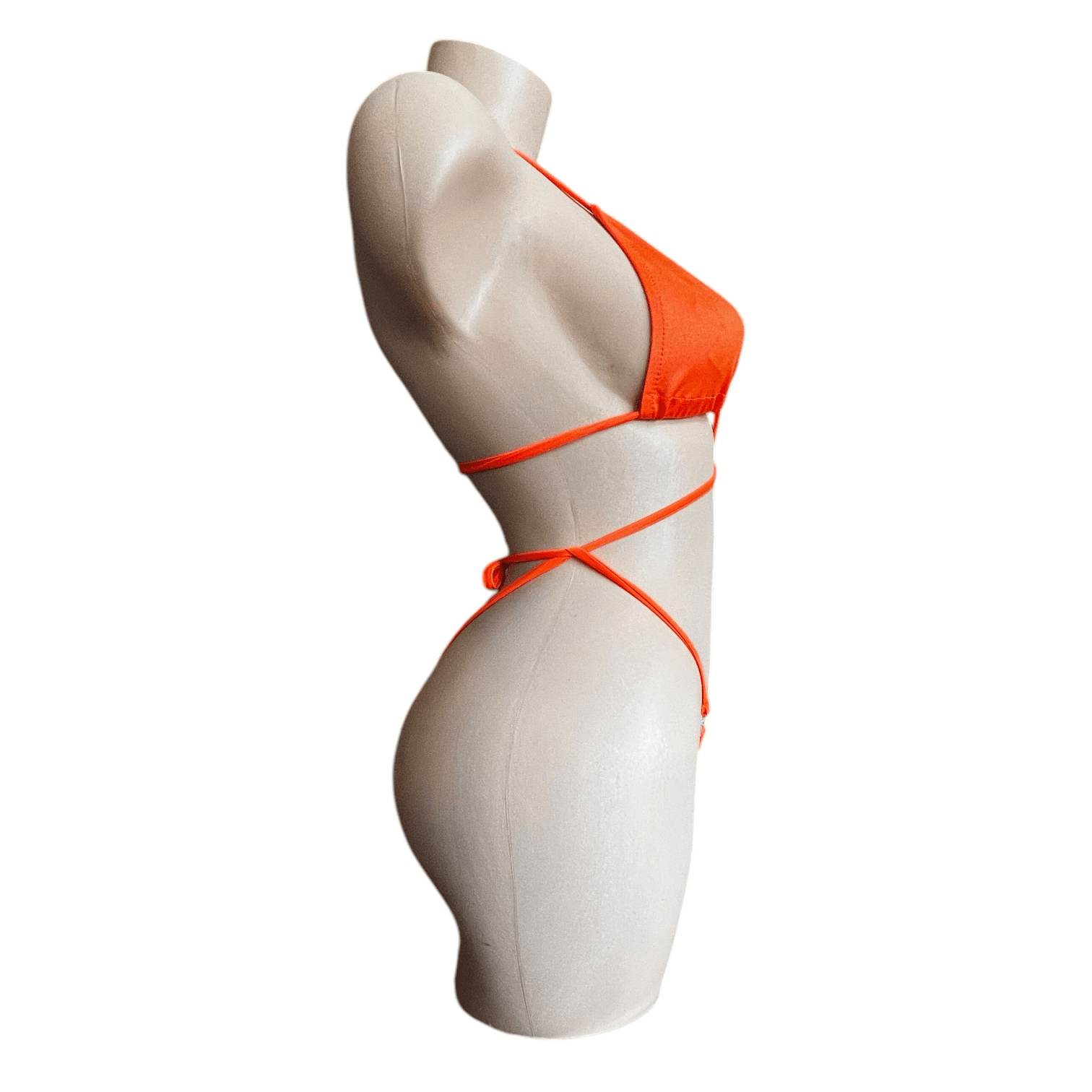 Orange G String Thong Bikini Set with Clear Plastic Quick Removal Clasps - Microkini - GrlFriday Shop