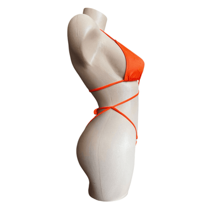 Orange G String Thong Bikini Set with Clear Plastic Quick Removal Clasps - Microkini - GrlFriday Shop