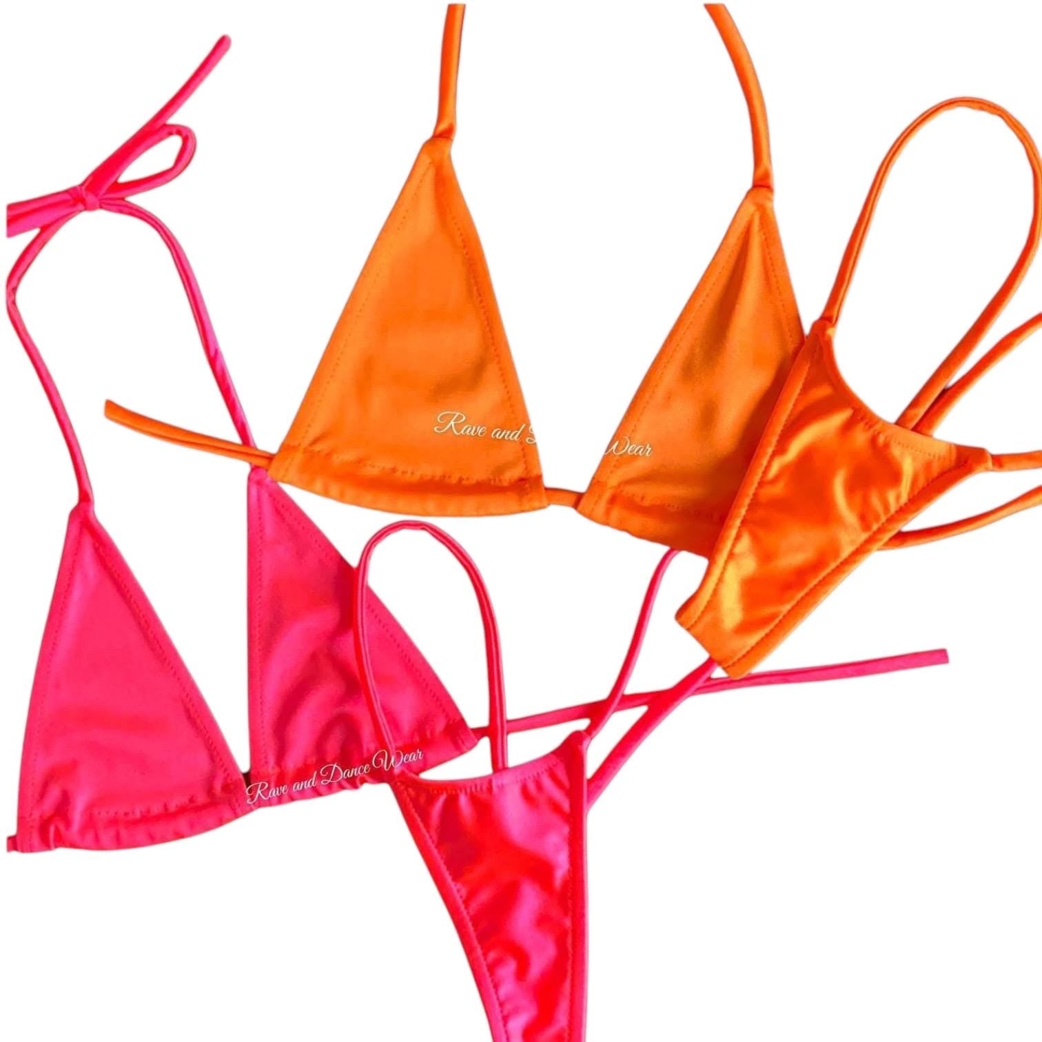 Orange G String Thong Mini Tri - Kini Set - GrlFriday Shop