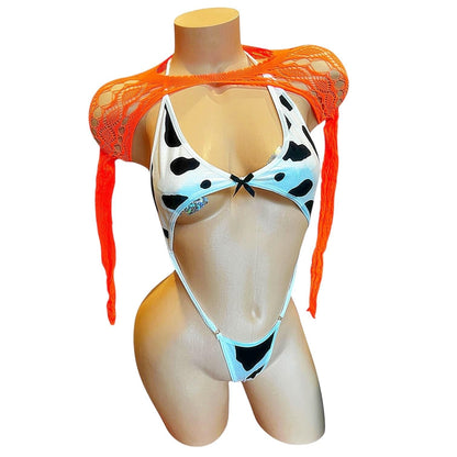 Orange Lace Sheer Mesh Fishnet Mini Tube Dress with Long Sleeve Shrug - EXOTIC DANCEWEAR - GrlFriday Shop