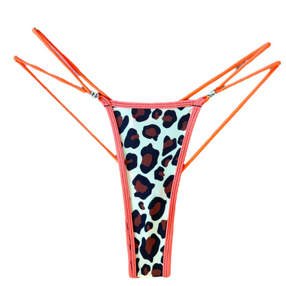 Orange + Leopard Print Microkini with Barbed Wire Charms - EXOTIC DANCEWEAR - GrlFriday Shop