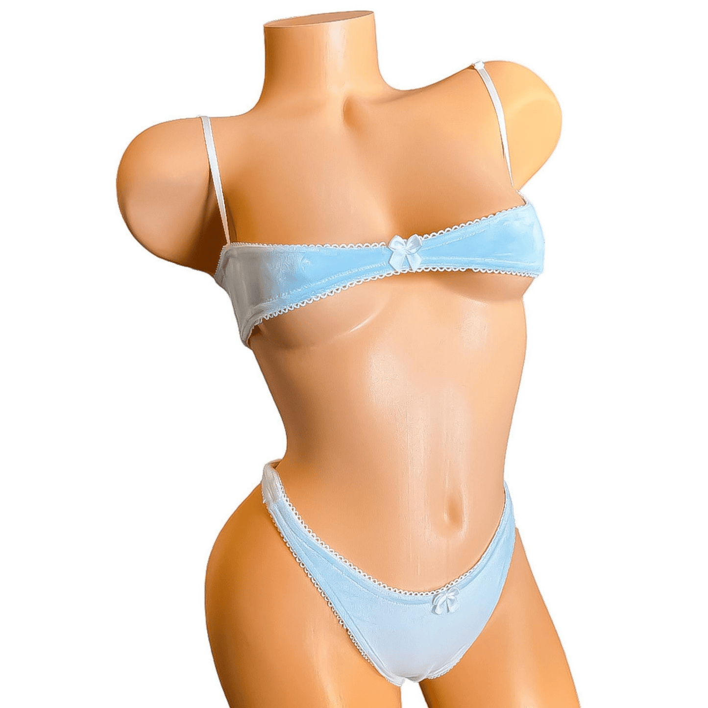 Pastel Blue Juicy C0uture Velour Velvet Thong Bikini Nanokini - EXOTIC DANCEWEAR - GrlFriday Shop