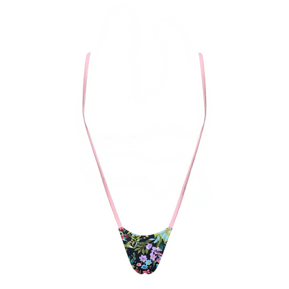 Pastel Pink + Floral Print Slingshot Thong Microkini Set - GrlFriday Shop