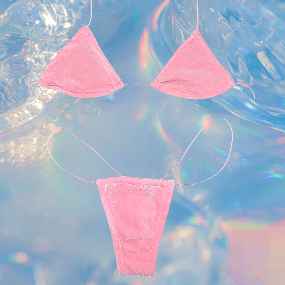 Pastel Pink Velvet Microkini Set - GrlFriday Shop