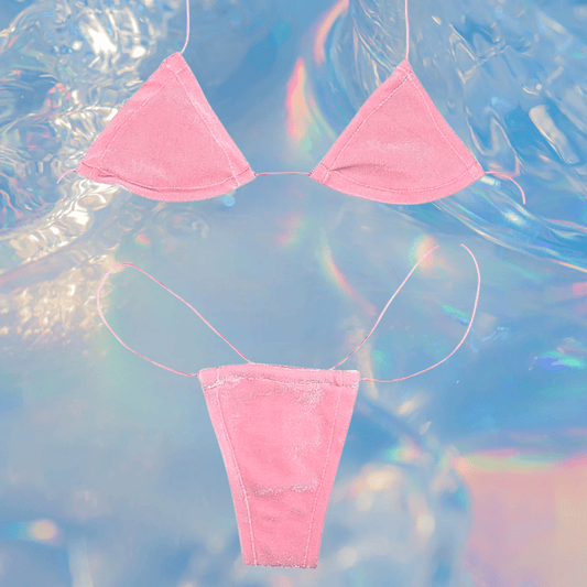 Pastel Pink Velvet Microkini Set - GrlFriday Shop