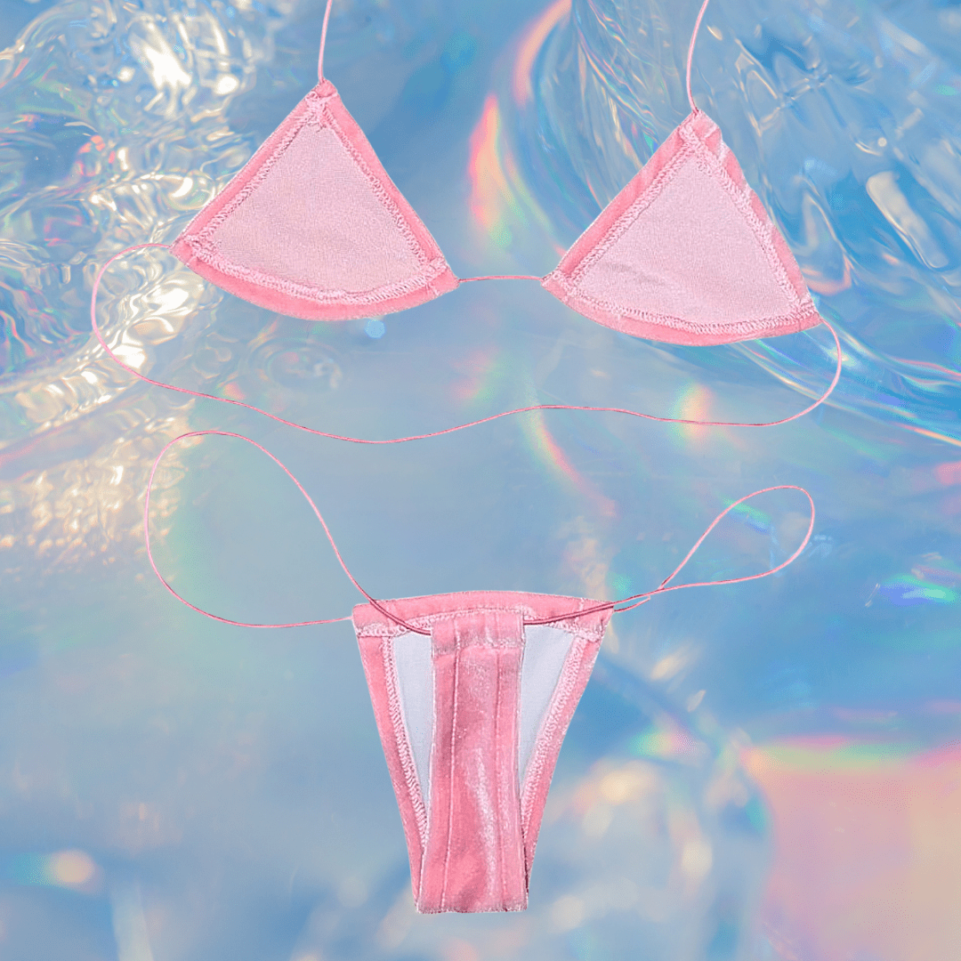 Pastel Pink Velvet Microkini Set - GrlFriday Shop