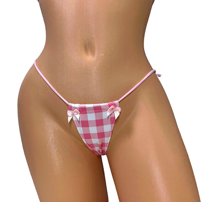 Pink + White Gingham Microkini with Bows - GrlFriday Shop