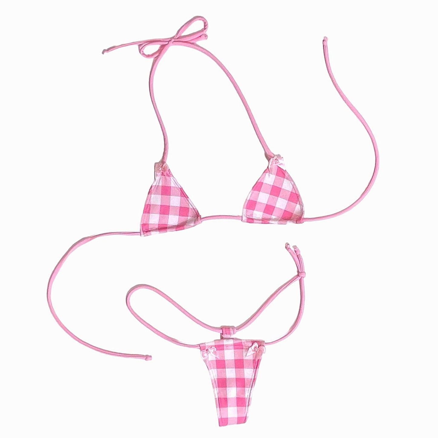 Pink + White Gingham Microkini with Bows - GrlFriday Shop