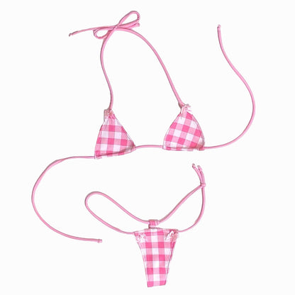 Pink + White Gingham Microkini with Bows - GrlFriday Shop