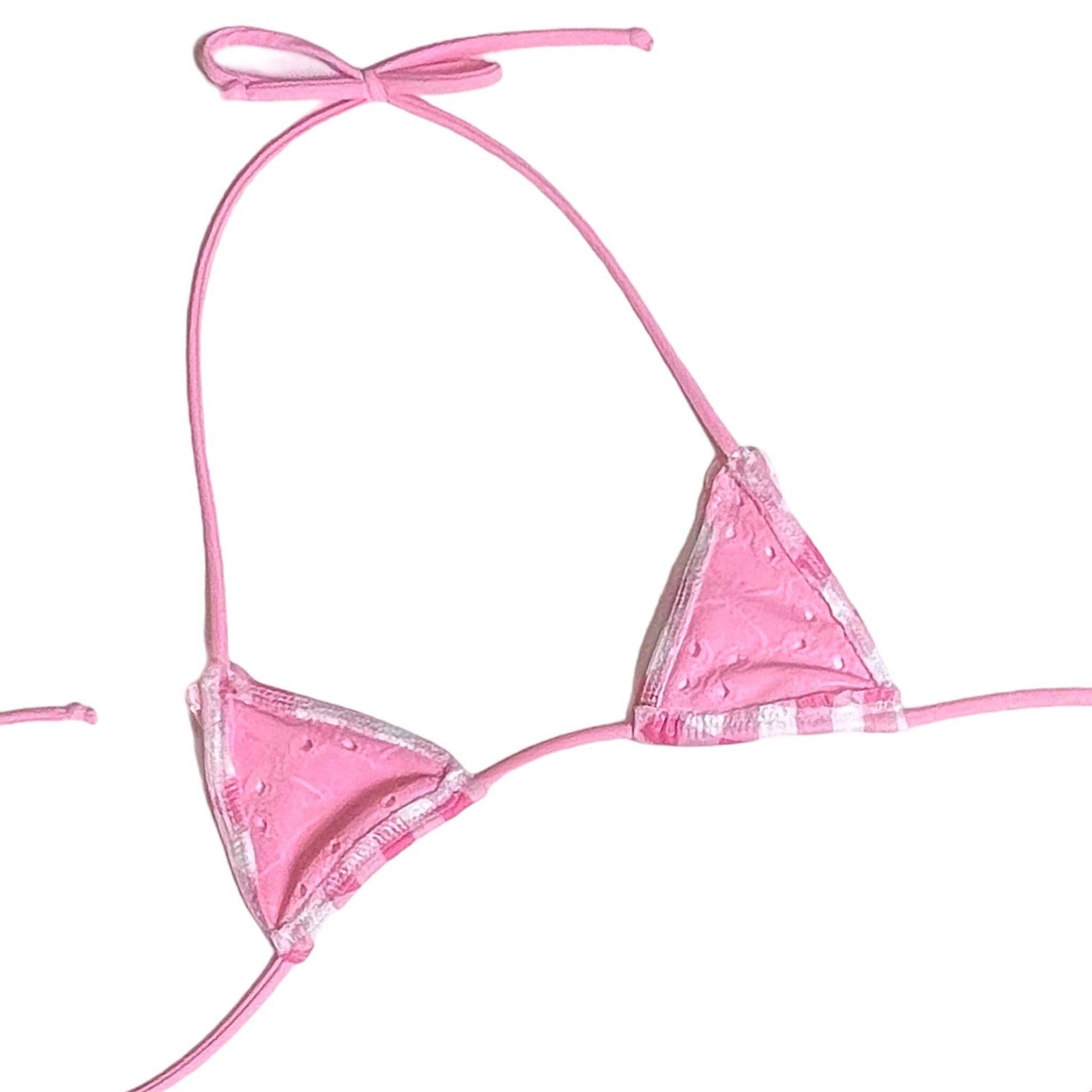 Pink + White Gingham Microkini with Bows - GrlFriday Shop