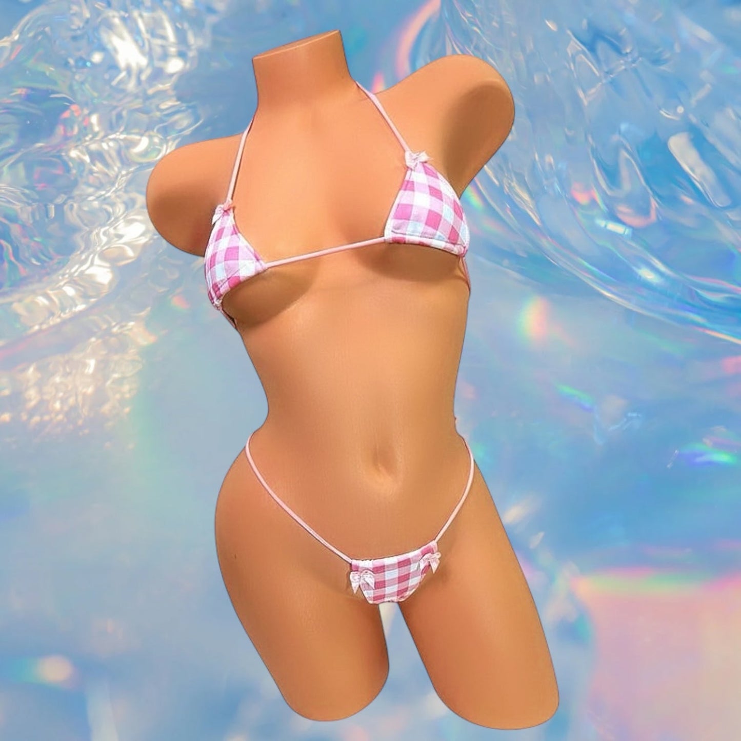 Pink + White Gingham Microkini with Bows - GrlFriday Shop