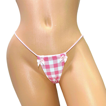 Pink + White Gingham Microkini with Bows - GrlFriday Shop