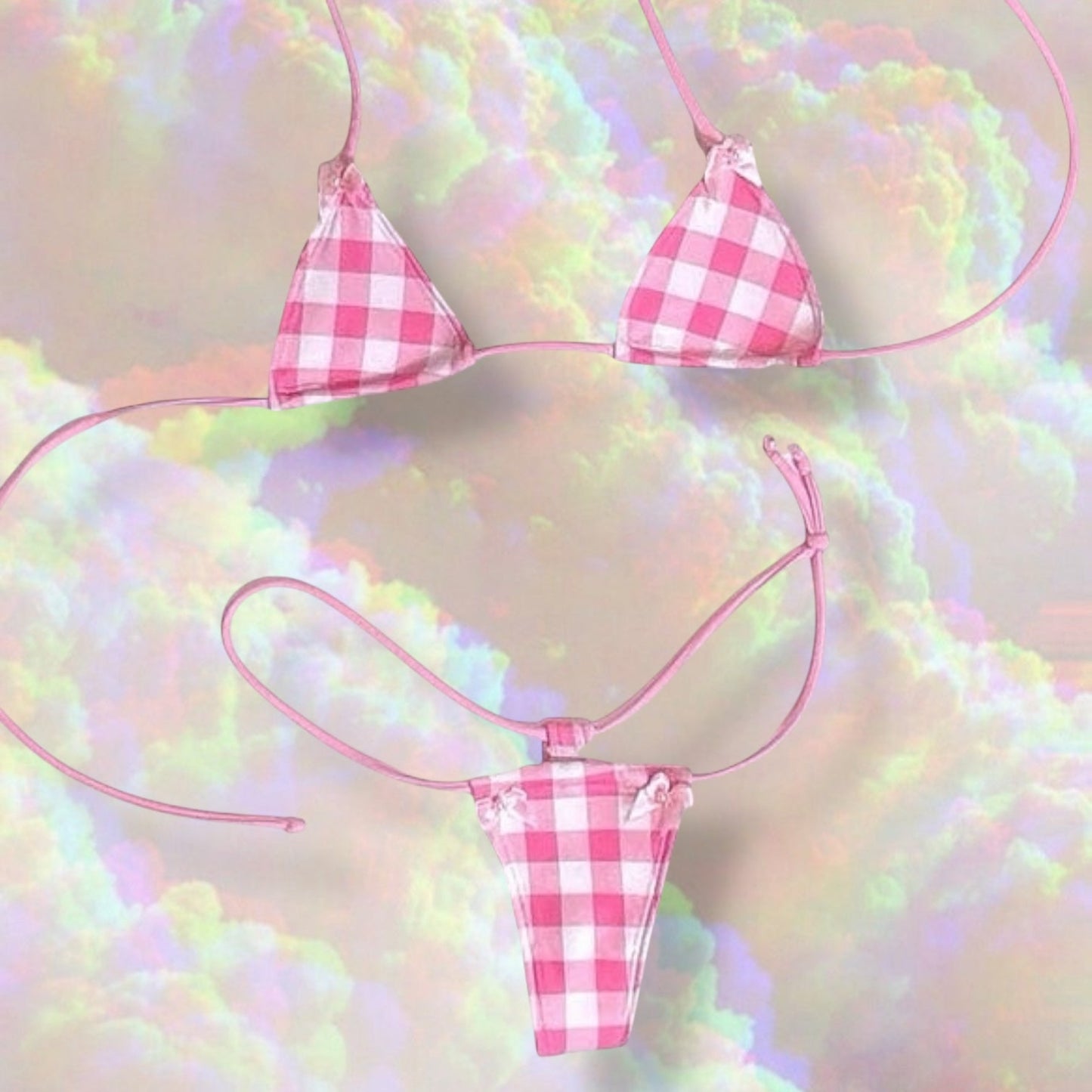 Pink + White Gingham Microkini with Bows - GrlFriday Shop