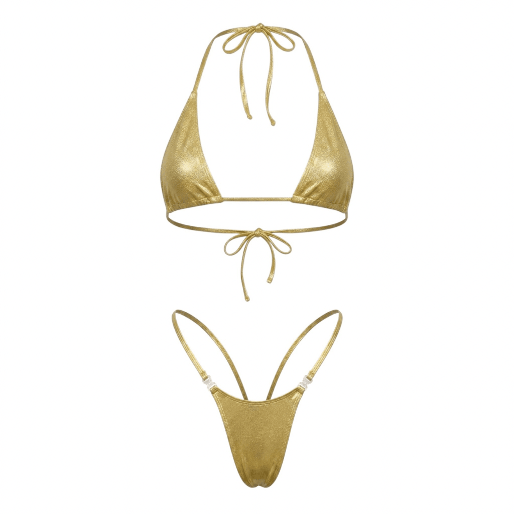 Quick Release G-String Bikini Set - Gold - GrlFriday Shop