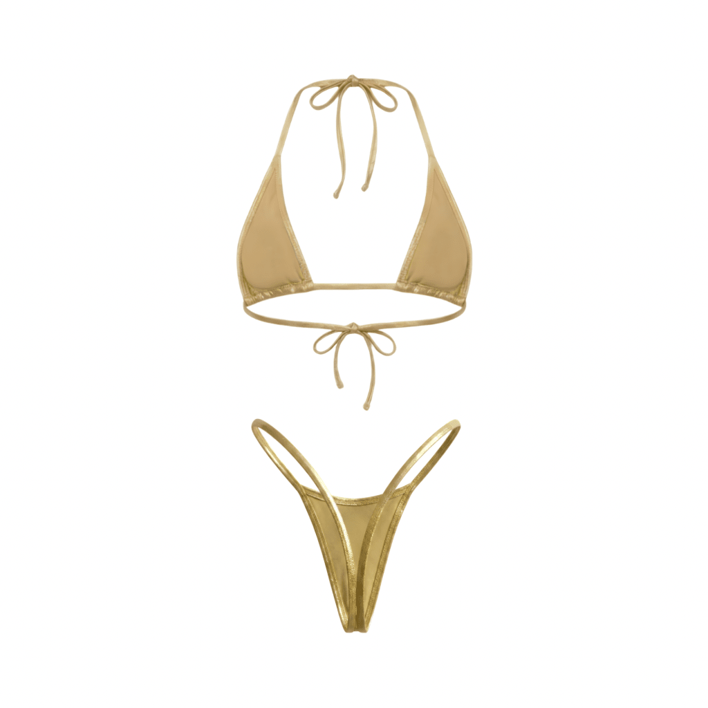 Quick Release G-String Bikini Set - Gold - GrlFriday Shop